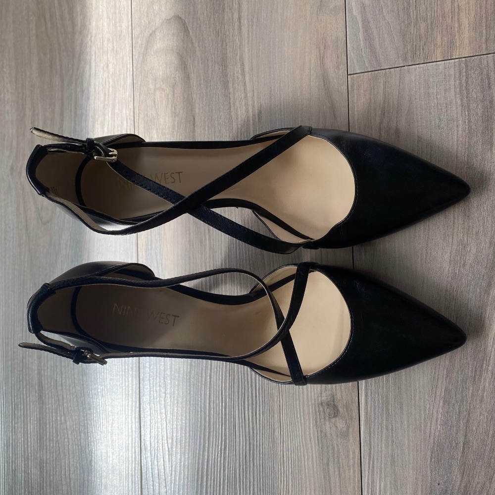 Nine West Heels with Cross Strap Black 7.5